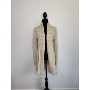 Vince Natural Fiber Open Cardigan Neutral Yak Wool Chunky Knit XS Quiet Luxury